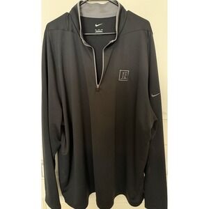 Nike Men's 3XL Black Gray 1/4 Zip Long Sleeve Golf Polo Shirt Mock Neck Logo